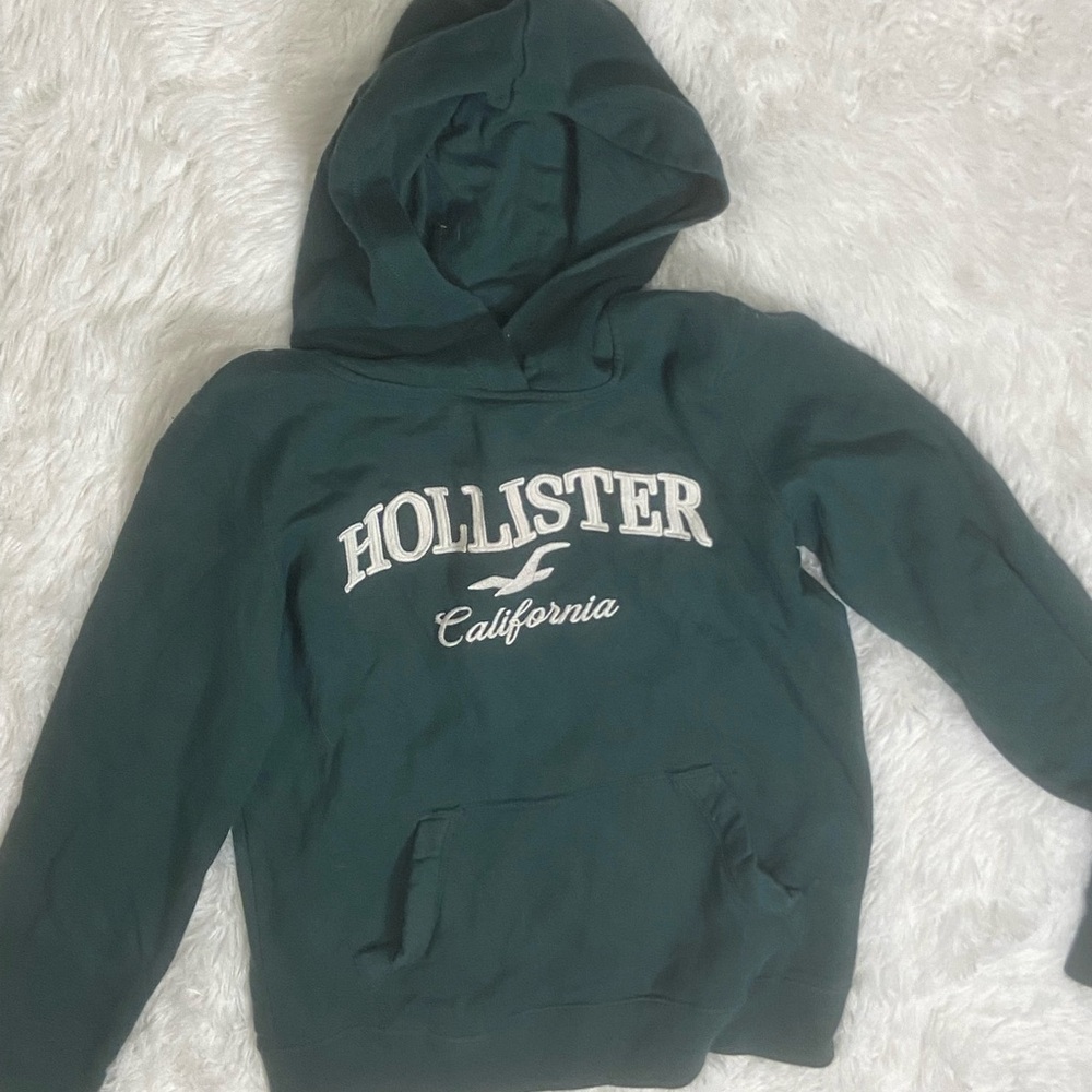 Vintage Hollister Forest Green Pullover Hoodie with White Logo